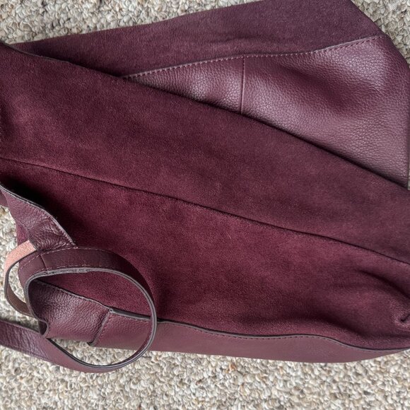Revolve Slouchy Suede and Pebbled Leather Hobo Bag plum color w/ wallet - Picture 5 of 6